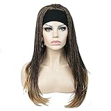 Aimole Long Braided Wigs Crochet Hair Fully Hand Tied Twist Braided With Headband Half Wig(6T24B)