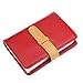 DEEZOMO High Quality PU Leather Credit Card Holder with 26 Card Slots - Book Style - Size 4.2 X 3 X 0.7 Inches (Red)