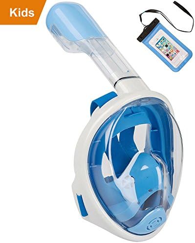 Zeeshy Full Face Snorkel Mask, 180º Panoramic View Diving Scuba Mask Easy breath with Anti-Fog and Anti-Leak with Adjustable Head Straps Design for Adults,Youth,kids ( BLUE-XS/S )