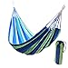 OLIDEAR Wide Hammock Cotton Soft Woven Bed for Supreme Comfort Fabric Travel Camping Hammock for Backyard, Porch, Outdoor or Indoor Use (Green & Blue Stripes)