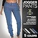 [E308P-HD-M] Coco-Limon Womens Jogger, Fleece, Rib Trimming, Side Pockets, Denim, Medium