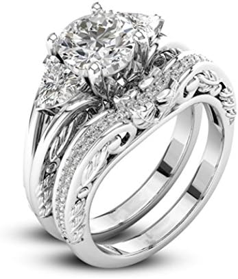 Women Ring,Wensltd 2-in-1 Womens Vintage Rhinestone Diamond Engagement Wedding Band Ring Set