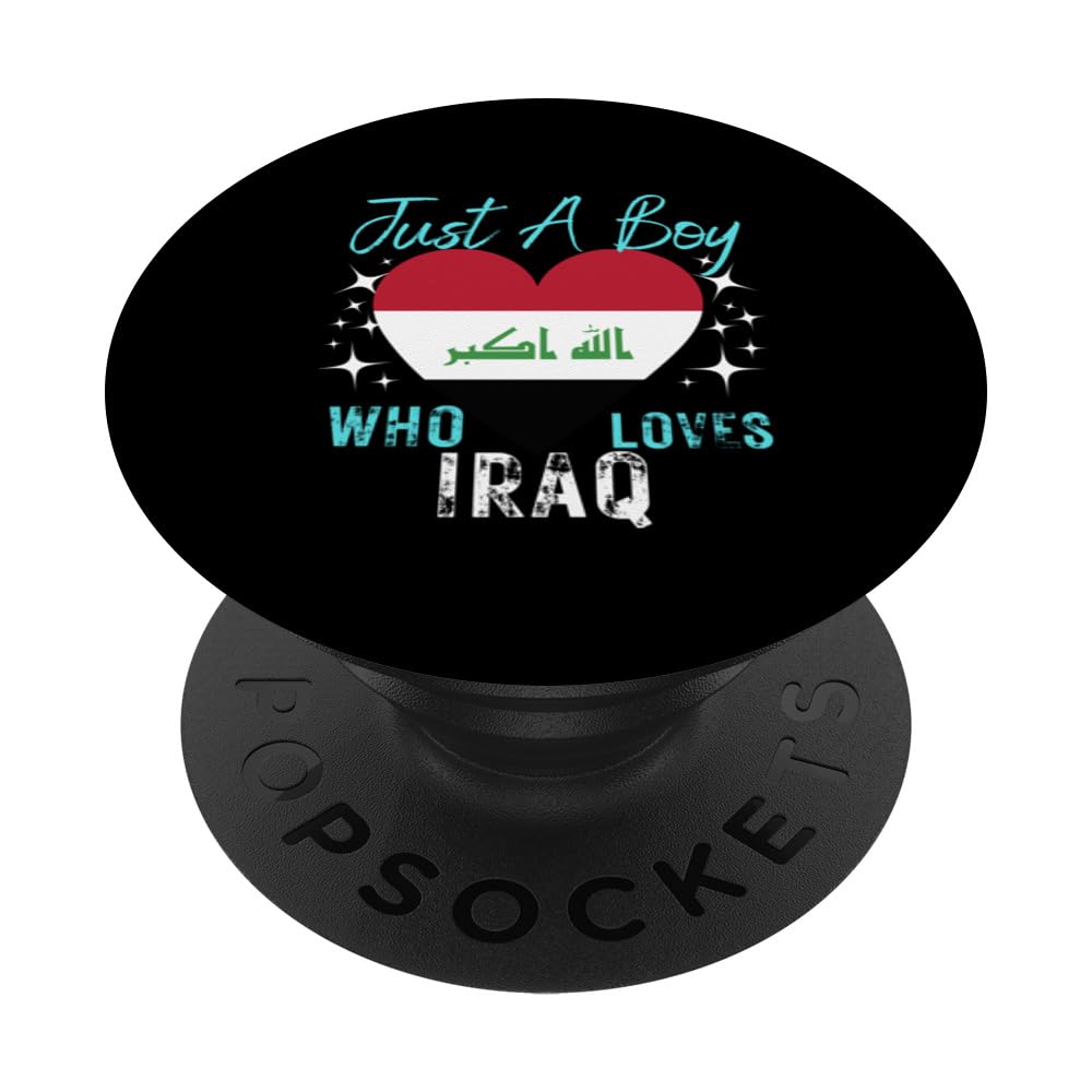 Iraq Just A Boy Who Loves Iraq Heart Flag Boys PopSockets Swappable PopGrip