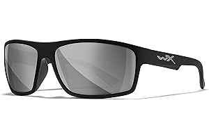 Wiley X Peak Sunglasses, Safety Glasses for Men and Women, UV Eye Protection for Shooting, Fishing, Biking, and Extreme Sports, Matte Black Frames, Silver Flash Tinted Lenses
