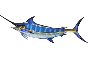LIFFY Metal Blue Marlin Wall Decor Indoor Metal Fish Wall Art Large Fish Wall Hanging Decorations Ocean Theme Outdoor Wall Decor for Patio,Garden,Yard - 36 Inches Long