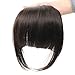 HUA MIAN LI Bob Flat Hair Bangs Heat Resistant Synthetic Hair Clip-in Bangs Straight Bangs With Fringe One Piece Clip Aoert (Black)
