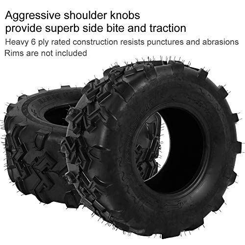 Qiilu Dual ATV UTV Tires 22x10-10 6 PR Tubeless Tires, Off-Road ATV Mud Tires, Rubber Sport Tires Replacement for Go Kart, Golf Cart, Lawn Mower, Quad ATV, UTV (2 PCS)