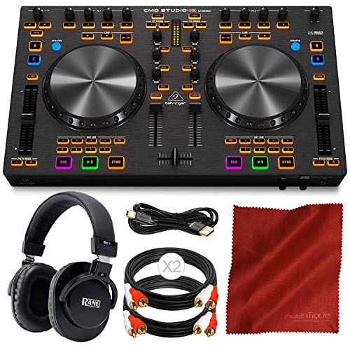 Behringer CMD Studio 4A DJ Controller + Rane RH-1 40mm Over-Ear Monitoring Headphones and Accessories