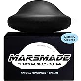 MARS MADE Charcoal Shampoo Bar 2.0 - Hydrating & Moisturizing Natural Hair Soap Bar Shampoo for Excess Oil Build-Up & Scalp Nourishment - Bathing Soap Solid Shampoo for All Hair Types (120g, 4.23oz)