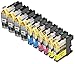 10 Pack Compatible LC101 , LC103 4 Black, 2 Cyan, 2 Magenta, 2 Yellow for use with Brother DCP-J152W, MFC-J245, MFC-J285DW, MFC-J4310DW, MFC-J4410DW, MFC-J450DW, MFC-J4510DW, MFC-J4610DW, MFC-J470DW, MFC-J4710DW, MFC-J475DW, MFC-J650DW, MFC-J6520DW, MFC-J6720DW, MFC-J6920DW, MFC-J870DW, MFC-J875DW. Ink Cartridges for inkjet printers. LC101BK , LC101C , LC101M , LC101Y , LC103BK , LC103C , LC103M , LC103Y © Blake Printing Supply