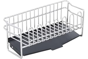 Stainless Steel Dish Drying Rack with Drain Tray, Sink Sponge Holder Sink Sponge Rack for Kitchen, Silver(Drain Rack)