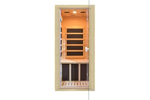 HOMSIDO Far Infrared Home Sauna Mini Indoor Dry Personal Sauna Room,Hemlock Wood Sauna,with 1200W 5 Heating Panels, Heating Machine Equipment for Home Workout Yoga,Choice for Family（ 27.16x32.28x59 Inch）