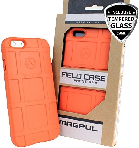 iPhone 6s Plus Case, iPhone 6 Plus Case, Magpul [Field] Polymer Case Cover MAG485 Retail Packaging Apple iPhone 6 Plus/6S Plus 5.5" inch + TJS Tempered Glass Screen Protector (Orange)