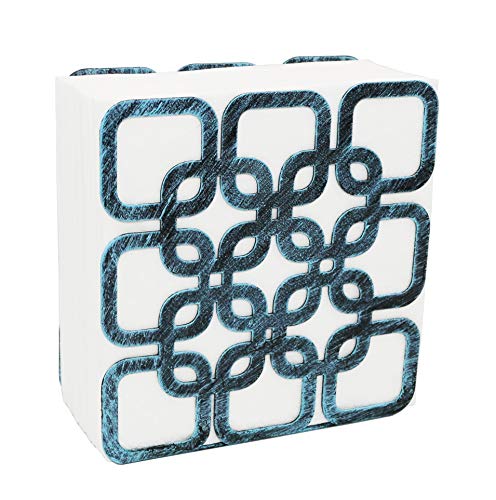 Turquoise Metal Square Shape Tabletop Napkin Holder, Freestanding Tissue Dispenser