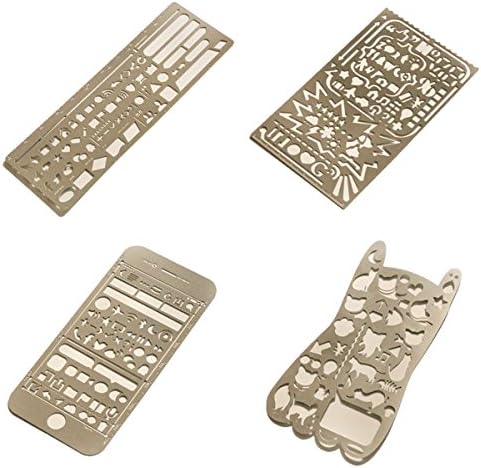 4 Pieces Drawing Ruler Stainless Steel Painting Stencils Scale Drawing Templates Set
