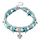 Fesciory Puka Shell Anklet for Women Summer Natural Cowrie Adjustable Ankle Bracelet, Handmade Boho Hawaiian Beach Seashell Jewelry for Girls
