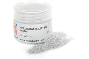 BlackSherbet Hologram Glitter (10 grams) for Gourmet Dessert, Cakes, Cupcakes, Decorating, Cookies, Cake Pops, Fondant (Silver)