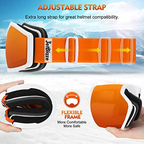 JetBlaze Ski Goggles, OTG Snowboard Goggles (Orange)