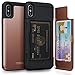 iPhone X Case, TORU [Slim Hard Wallet Case Rose Gold] Card Holder ID Slot Protective Dual Layer Cover with Hidden Storage Compartment & Mirror for Apple iPhone X / iPhone 10 (2017) - Rose Gold