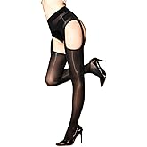 GOCBOBO Shiny Suspender Pantyhose for Women Sheer Garter Tights Suspender Stockings