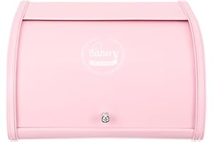 JOINPAYA Small Pink Metal Bread Box for Kitchen Countertop Storage, Reusable Grain Container with Lid,