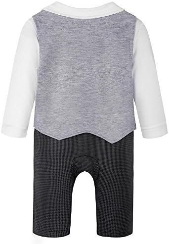LEIDE Baby Boy's Jumpsuit Romper 3Pcs Gentleman Formal Tuxedo Suits Clothes Set 2 Color