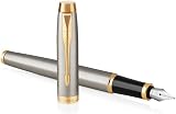 Parker IM Fountain Pen Brushed Metal Medium Nib Gift Box Blue Ink view 3