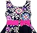 HN12 Girls Dress Asymmetric Flower Bow Tie Sleeveless Dark Blue Size 8