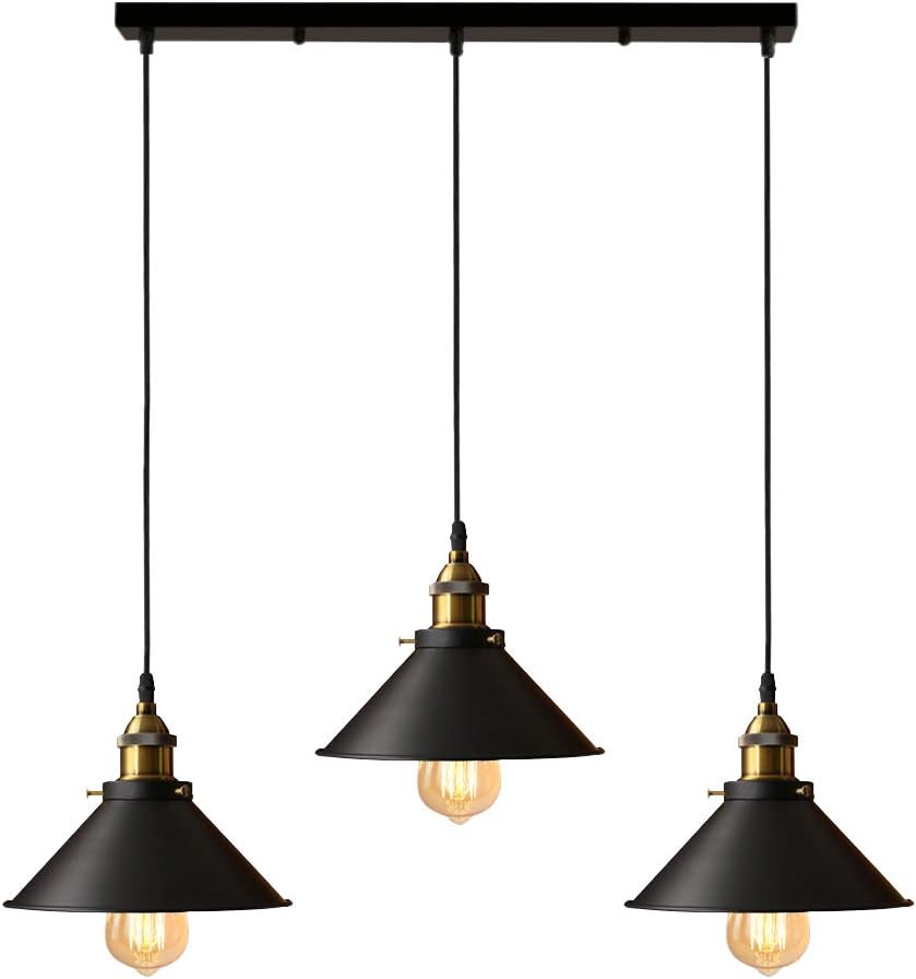 iDEGU Industrial Pendant Lamp Shapes, 3 in 1 Vintage Edison Style Metal Pendant Light Shades for