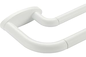 Double Curtain Rods Matte White,Room Darkening Drapery Rod for 72-144 Inches,Adjustable 3/4 Inches Front and 5/8 Inches Back 