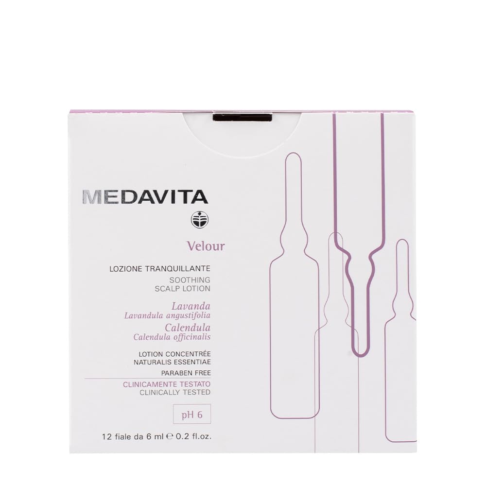 Medavita | Velour Calming Lotion 12 Vials x 6 ml, Hair Lotion for Sensitive Skin, pH 6, Made in Italy