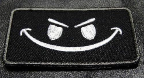 EVIL SMILEY FACE 3 INCH TACTICAL MORALE MILSPEC SWAT HOOK PATCH for Accessories - Bags/Purses, Apparel - Coat/Jacket, Apparel - Jeans/Pants, Children, Crafts