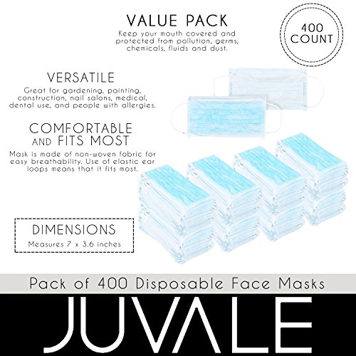 Pack of 400 Disposable Face Masks Medical Mask Allergy Mask