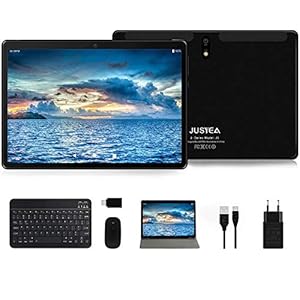 JUSYEA Tablet touchscreen 10 inch Android 10 tablet met 8 kernen, 4 GB RAM + 64 GB ROM, SD/TF 128 GB, WiFi, batterij…