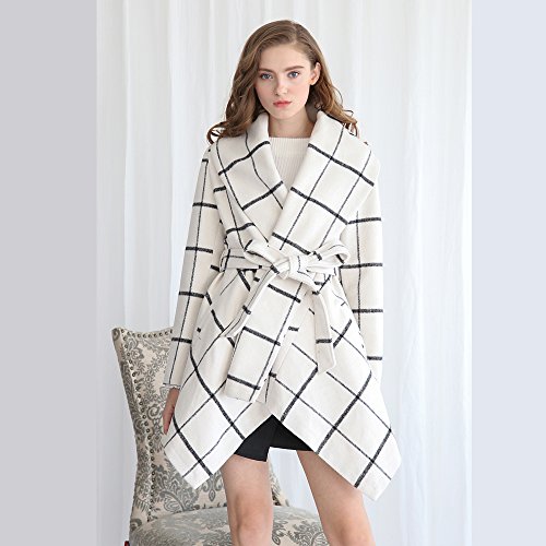 image for Chicwish Women's Turn Down Shawl Collar Earth Tone Check/Black White G