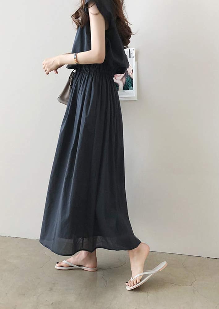 Amazon ロング ワンピース レディース ナチュラル ワンピース マキシワンピース セットアップ 森ガール ロング丈 綿 麻 ゆったり 無地 夏 大人 通勤 大きいサイズ ワンピース チュニック 通販