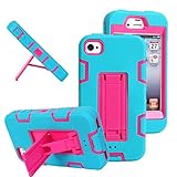iPhone 4s case, iPhone 4 case, MagicSky Robot Series Hybrid Armored Case with Kickstand for Apple iPhone 4/4S - 1 Pack - Retail Packaging - Hot Pink/Blue