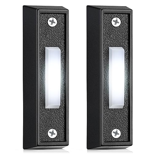 2 Pieces Lighted Doorbell Button, Wired Door Bell Push Buttons LED Door