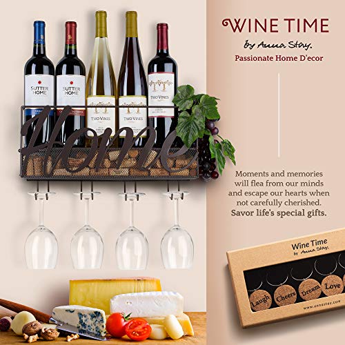 Anna Stay Wine Rack Wall Mounted Decorative Wine Racks w/ Wine Glass