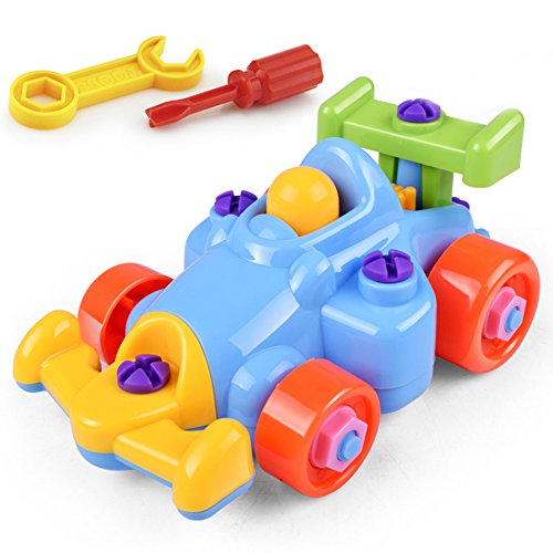 Qiyun Colorful Disassembly Assembly Vehicle Toy with Wrench Screwdriver Novelty Building Block Puzzle Toys Gift for Kids Go-karting