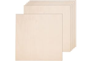 AWIZOM 6 Pack Basswood Sheets for Crafts-12 x 12 x 1/8 Inch- 3mm Thick Plywood Sheets with Smooth Surfaces-Unfinished Squares Wood Boards for Laser Cutting, Wood Burning, Architectural Models, Staining