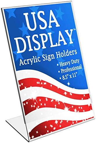Vertical 8.5"w x 11"h Sign Holders Ad Frame Slant Back Clear Acrylic Sign Holder Plastic Brochure Holder Stand 8.5"W x 11"H Pack of 1