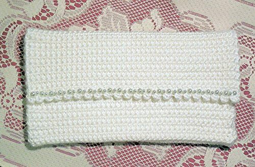 White Beaded Clutch Purse Handmade