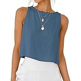 IDEALSANXUN Womens Linen Crop Tank Tops 2026 Spring Summer Beach Sleeveless Tops