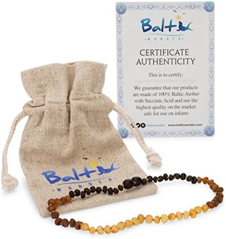 Raw Baltic Amber Teething Necklaces for Babies (Unisex) (Reverse Rainbow) - Anti Flammatory, Drooling & Teething Pain Reduce Properties - Natural Certificated with The Highest Quality Guaranteed. …