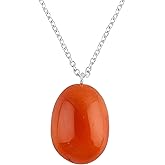 NJCRAFT Gemstone Handmade Tumble Pendant Necklace for Women |Natural Healing Crystal Jewellery| Chain 16+2 Inch Adjustable | Gift Jewelry