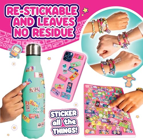 Sticky Rolls Bracelet, Sticker Roll for Girls Ages 5+, Wearable Stickers with Pendant and Bracelet, Creative, Shareable Stickers for Collecting and Sharing Fun (140 PCS)