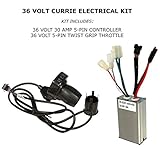 Currie 36 Volt Throttle & Controller - High Performance 36 Volt 30 Amp Control Module and Twist Throttle with 5 Pin Connector for Schwinn Stealth S1000, Ezip E1000 Scooter - Easy Installation
