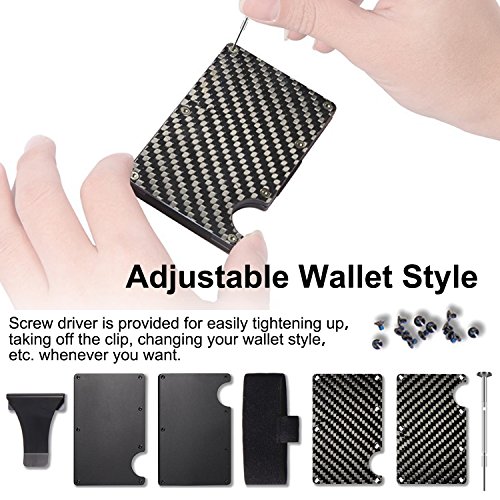 2018 Updated Version, Minimalist Carbon Fibre Slim Wallet,Money Clip,Front Pocket Wallet,RFID Blocking Credit Card Holder Wallet for Men and Women - Thumbnail 4