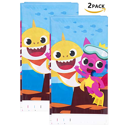 2 Pack Baby Shark Table Cloth Baby Shark Plastic Table Cloths 74″ x 43